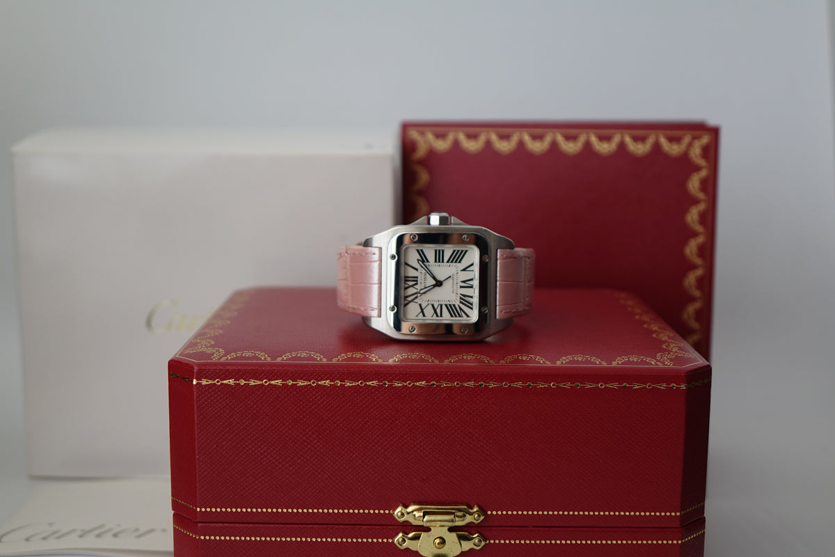 Cartier Santos 100 Med 2878 Pink W20126X8