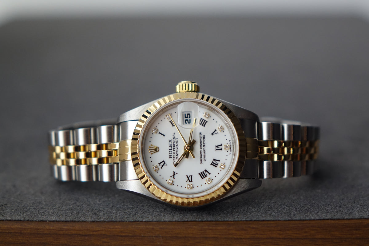 Rolex Datejust 26 69173G white roman diamond dial