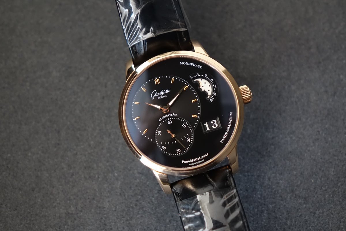 Glashütte Original PanoMaticLunar 18k Rose gold black dial 19002493530