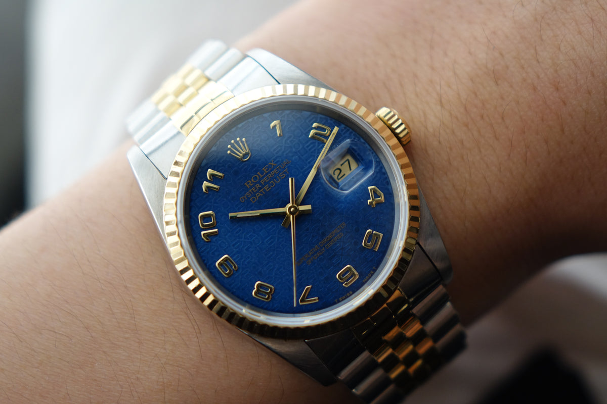 Rolex Datejust 36 half gold 16233 blue computer dial