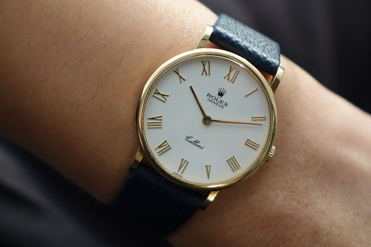 Preowned Rolex Cellini 5112 18k yellow gold white roman dial