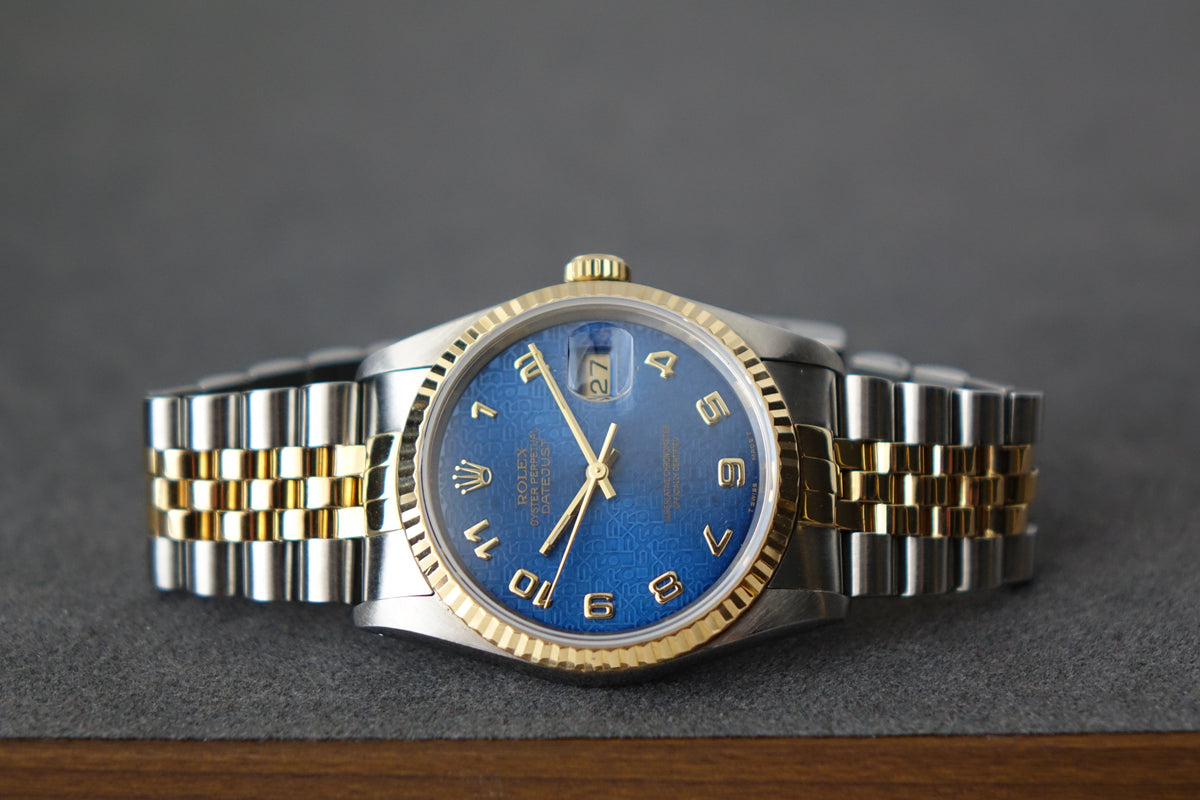 Rolex Datejust 36 half gold 16233 blue computer dial