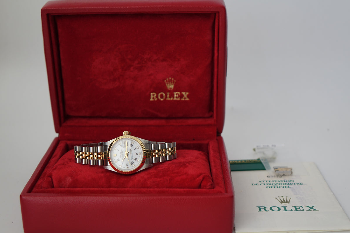 Rolex Datejust 26 69173 white roman diamond dial full set