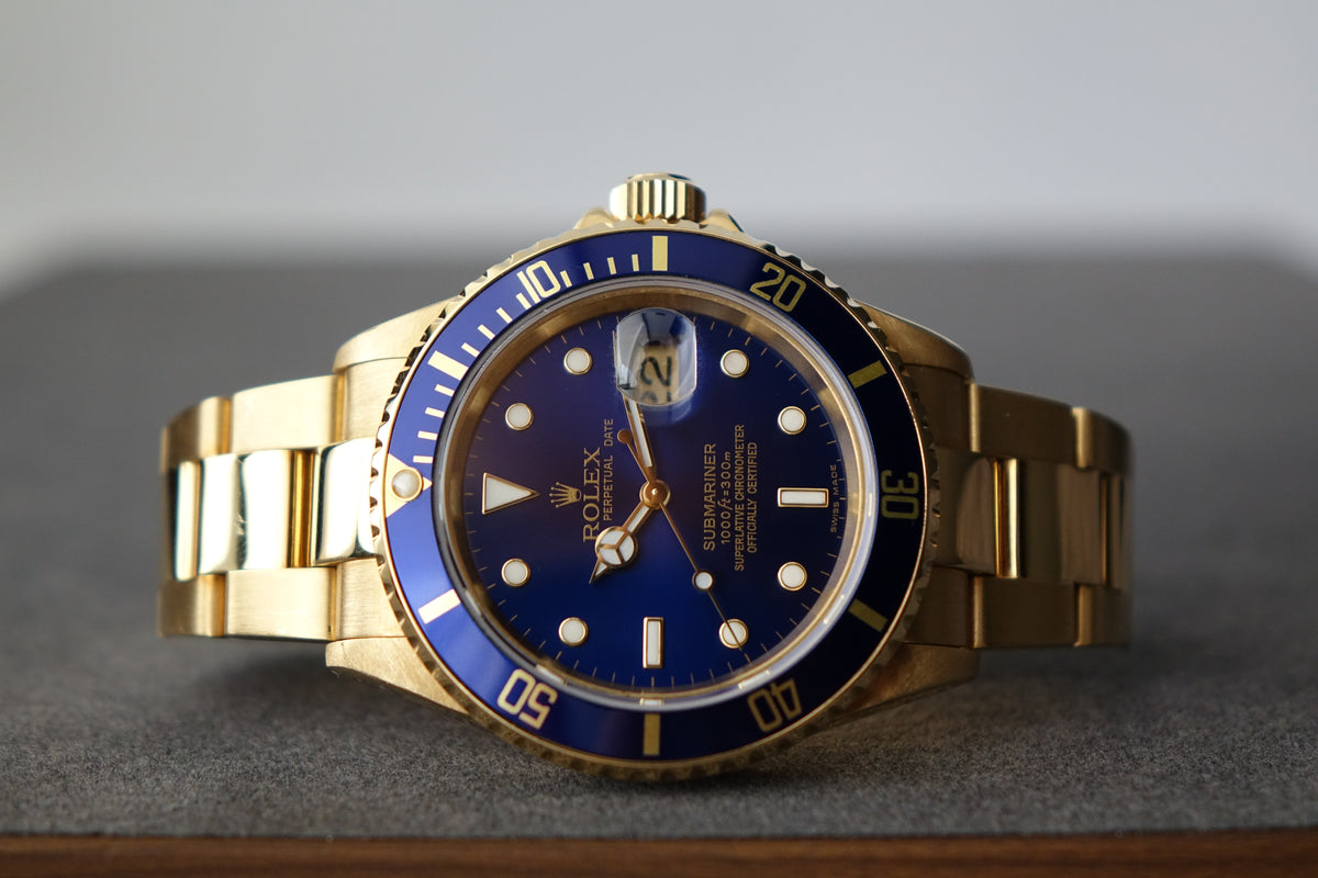 Rolex Submariner Bluesy 18k gold 16618LB Full set no pinhole