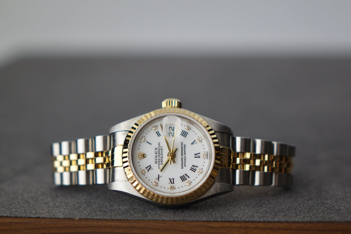 Rolex Datejust 26 69173 white roman diamond dial full set