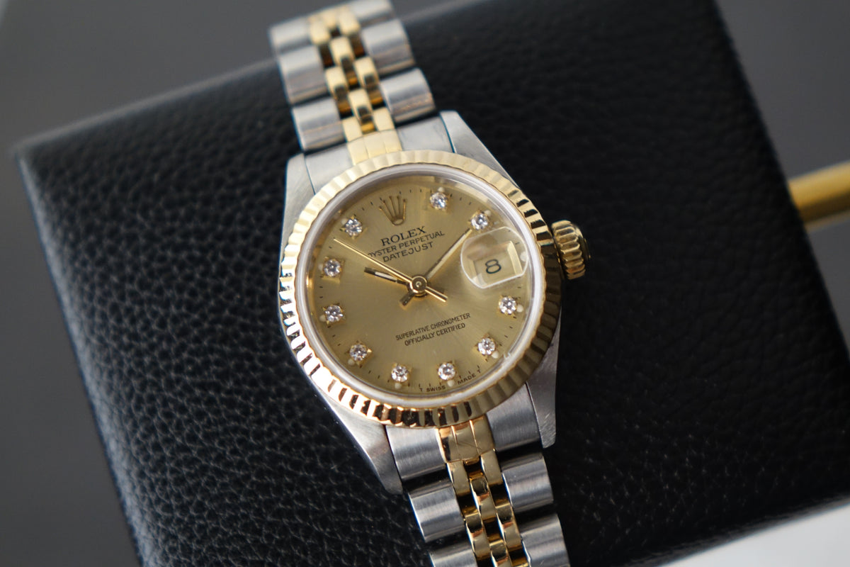 Rolex Datejust 26 69173G champagne diamond dial full set