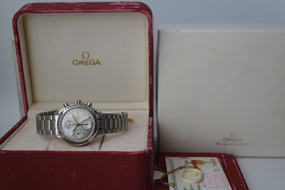 Omega Speedmaster Day Date triple calendar silver dial 3523.30.00