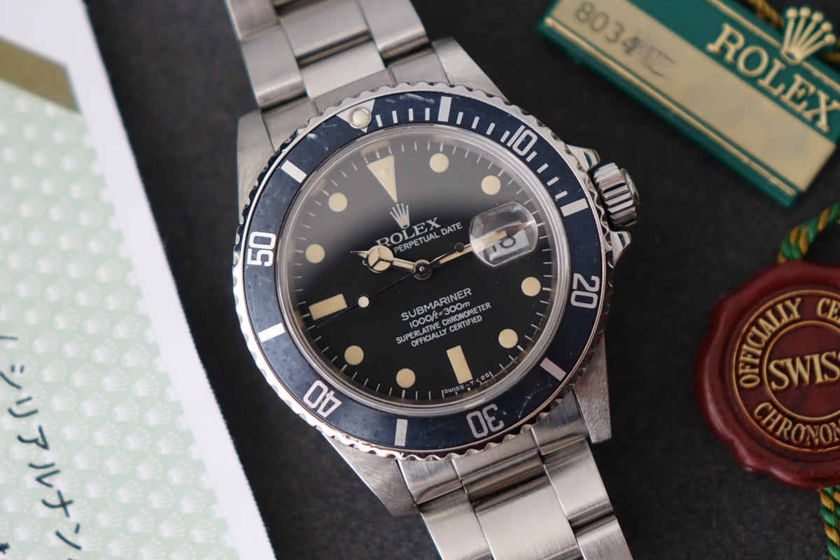 Rolex Submariner Date 16800 matte dial patina