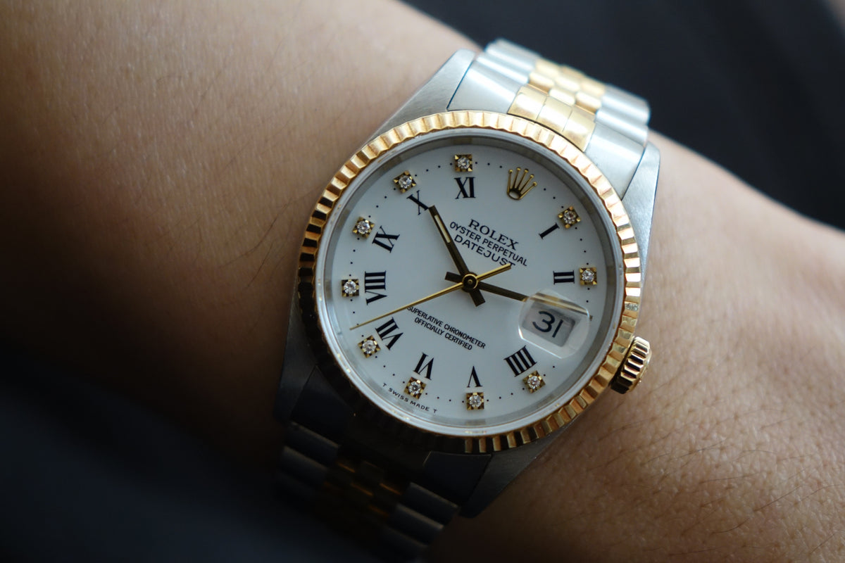 Rolex Datejust 16233G white roman diamond full set