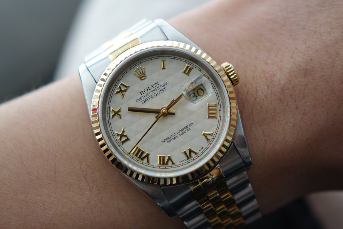 Rolex Datejust 36 half gold 16233 pyramid dial