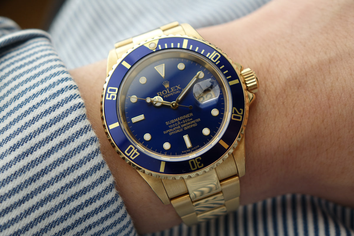 Rolex Submariner Bluesy 18k gold 16618LB Full set no pinhole