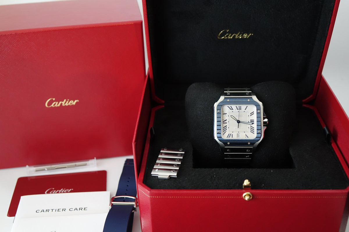 Cartier Santos Large Steel PVD Bezel WSSA0047 full set