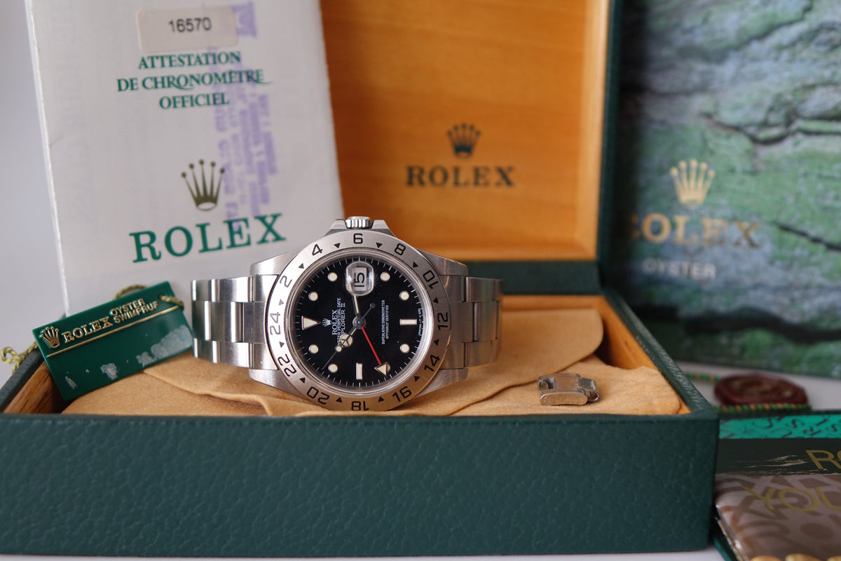 Rolex Explorer 2 II 16570 black tritium creamy patina full set