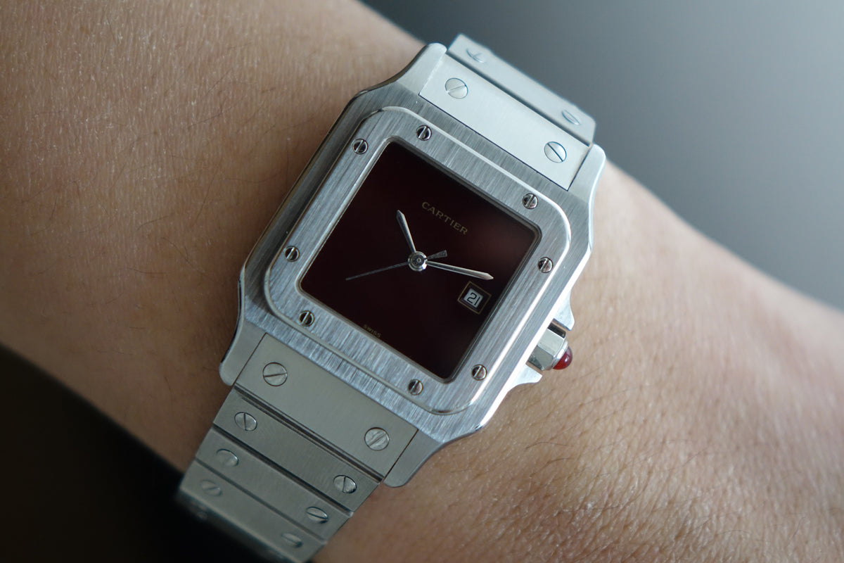 Cartier Santos Carree 2960 Burgundy anniversary dial