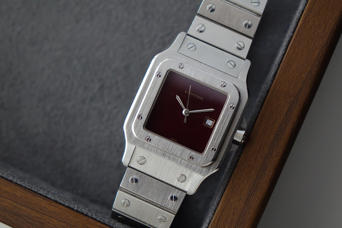 Cartier Santos Carree 2960 Burgundy anniversary dial