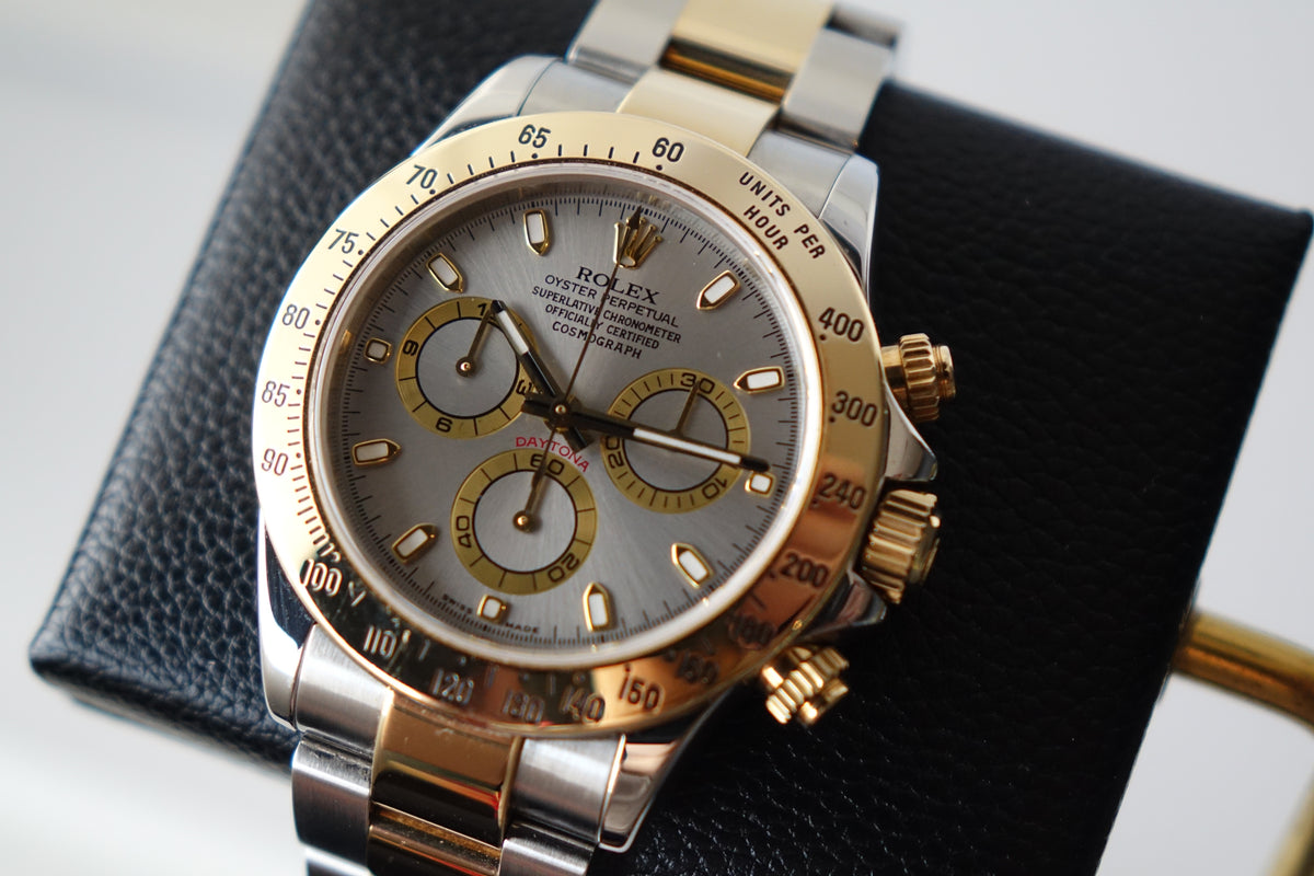 Rolex Cosmograph Daytona 116523 slate grey dial 18k yellow gold and steel