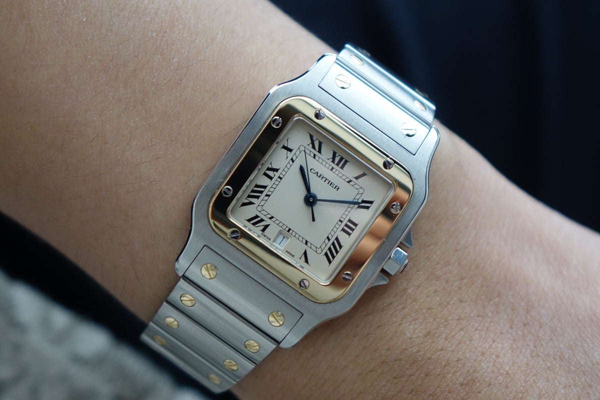 Cartier Santos Galbée 1566 half gold watch only