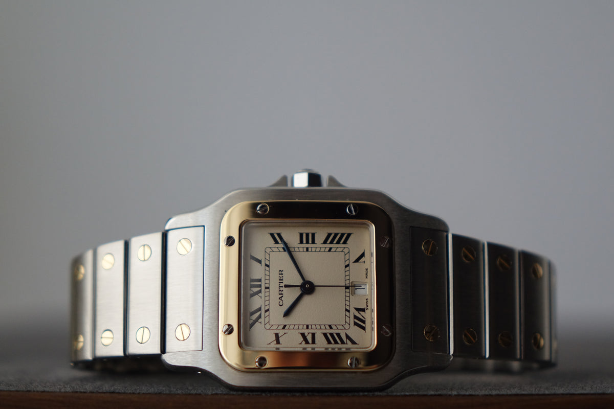 Cartier Santos Galbée 1566 half gold watch only