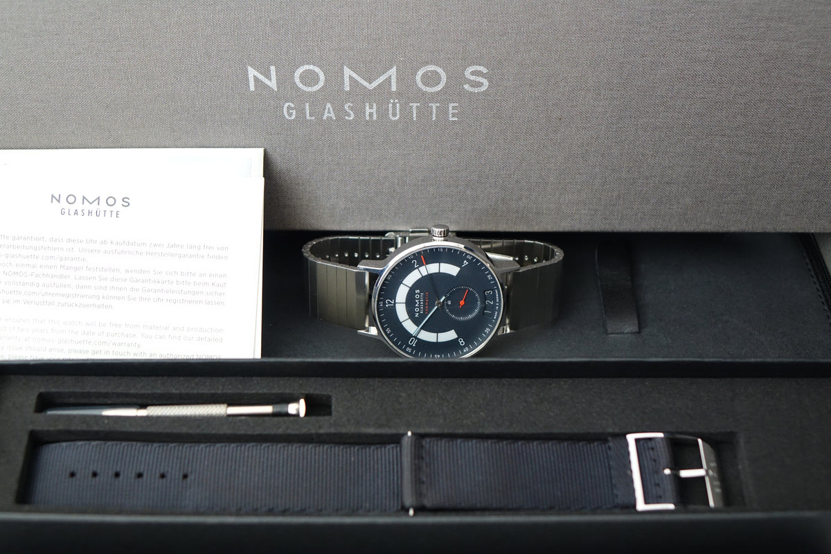 Glashutte Nomos Autobahn neomatik 41 date midnight blue 1302 full set