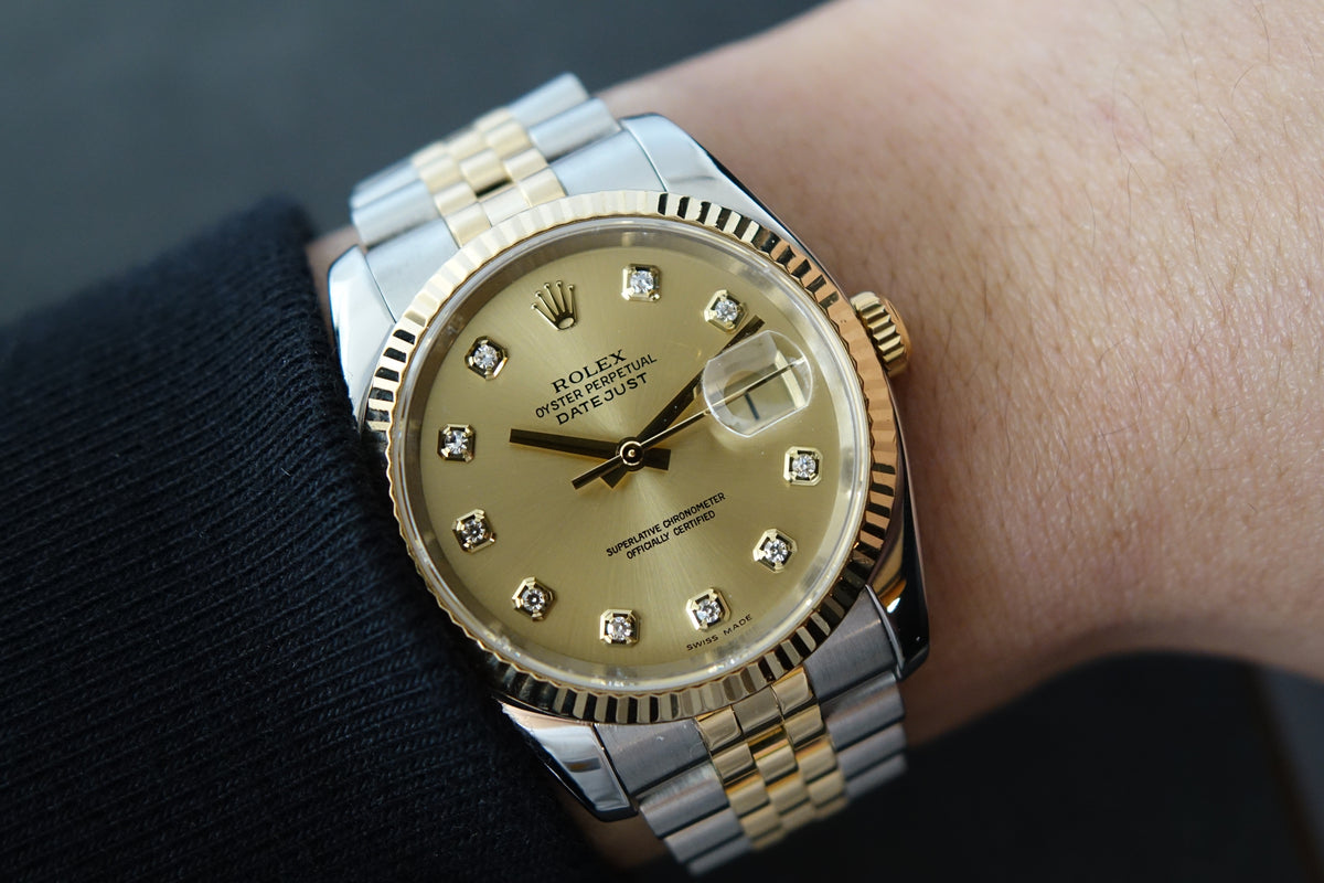 Rolex Datejust 36 116233G champagne dial 10pt diamonds