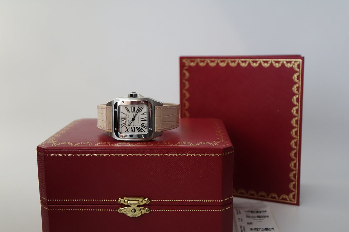 Cartier Santos 100 Medium W20126X8 2878 pink full set