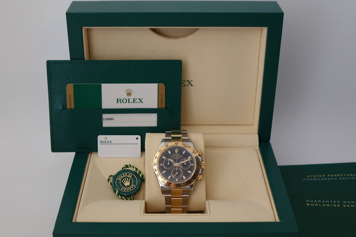 Rolex Daytona 116503 half gold black dial full set