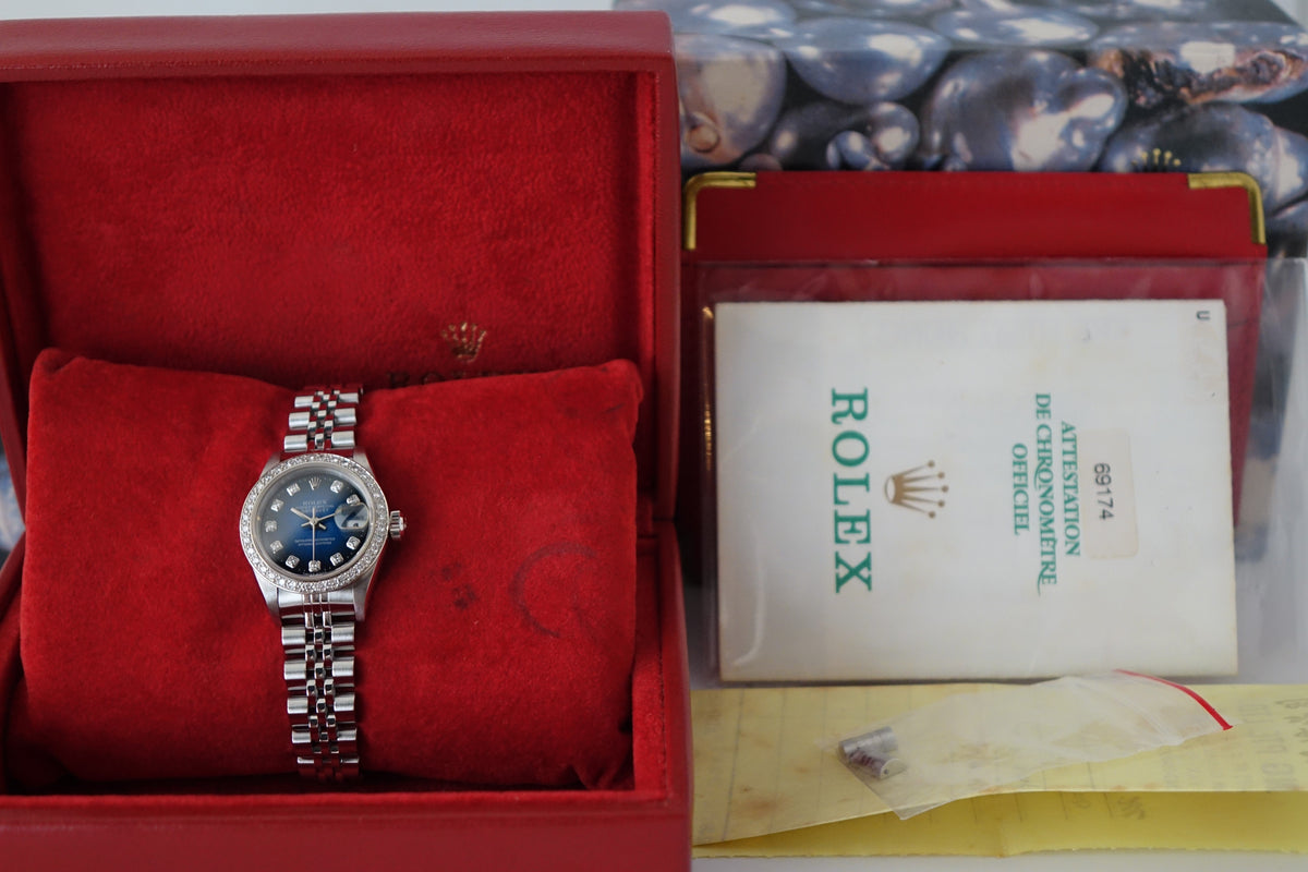 Rolex Datejust 26 69174G Factory Blue Vignette diamond