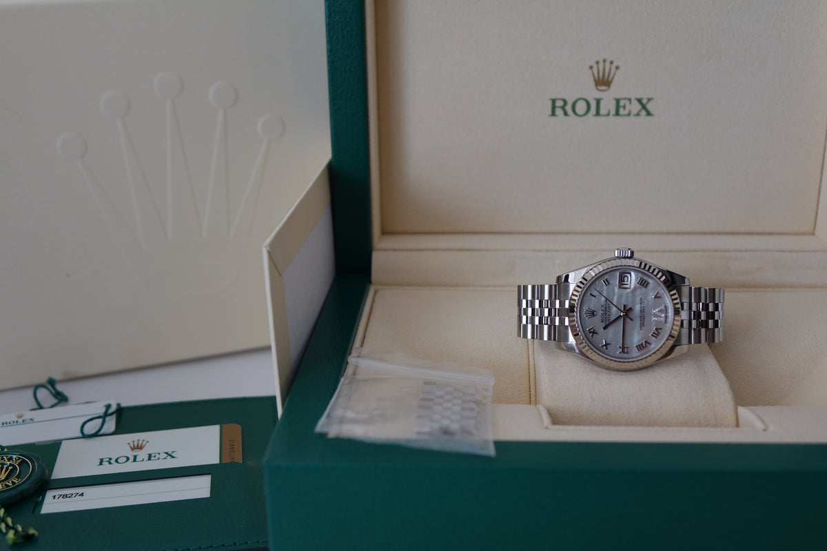 Rolex Datejust 31 178274 MOP diamond IV fluted jubilee full set