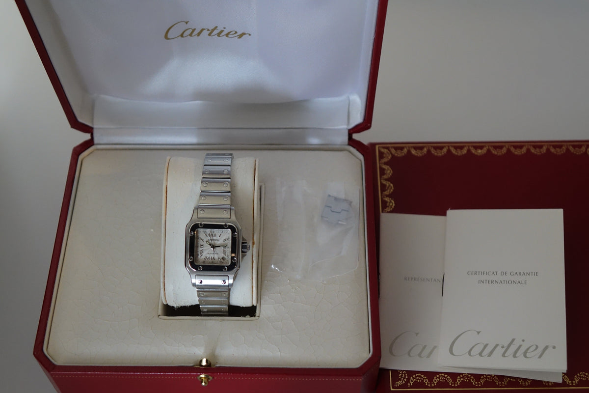 Cartier Santos Galbee 2423 lady silver Guilloche dial