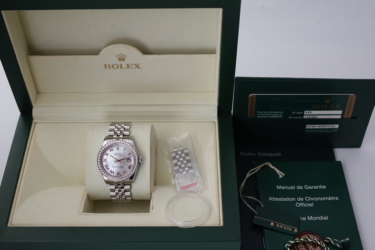 Rare Rolex Datejust 31 178384 Factory diamond bezel and MOP dial