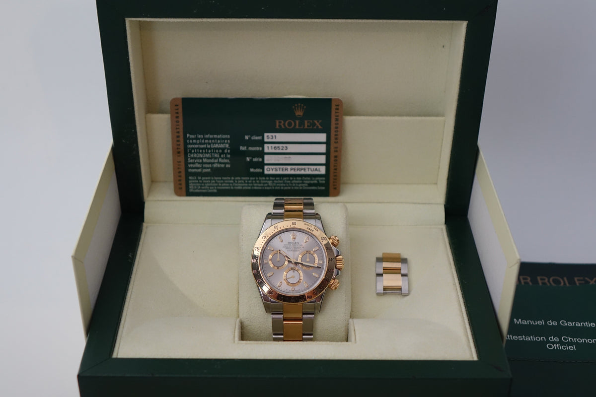 Rolex Daytona 116523 half gold grey dial full set