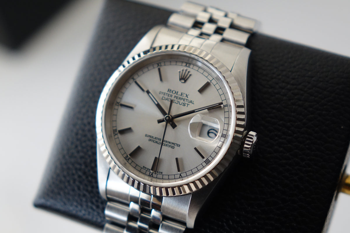 Rolex Datejust 36 16234 silver baton dial