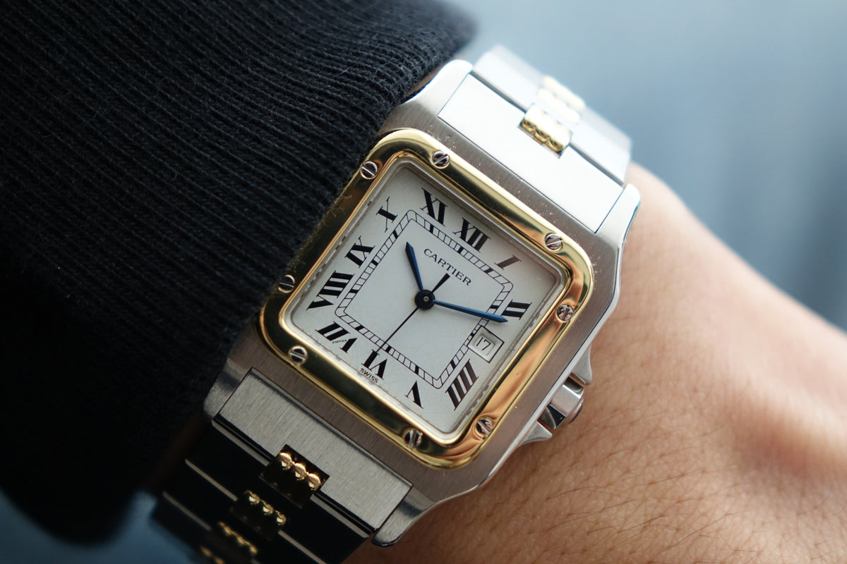 Cartier Santos Galbee 2961 watch only with rare Godron bracelet