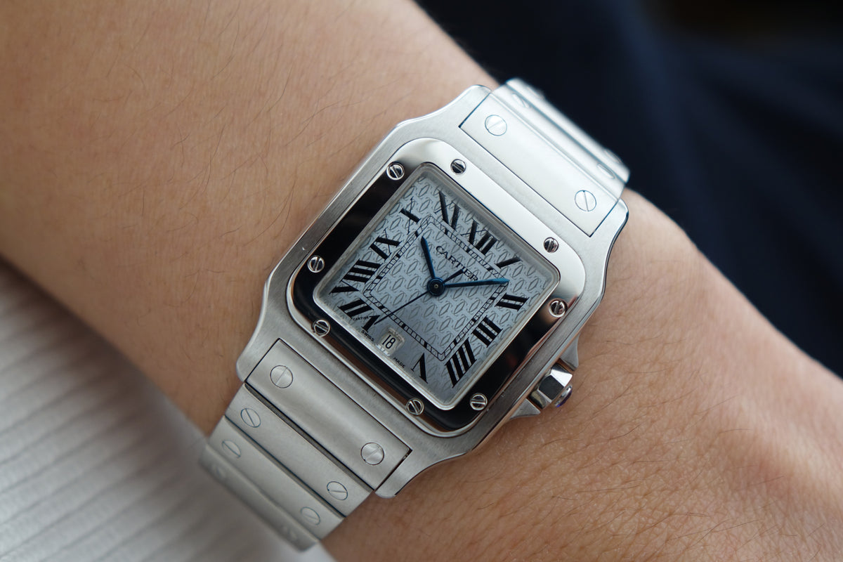 Cartier Santos Galbee Ice blue dial Anniversary edition 1564 full set