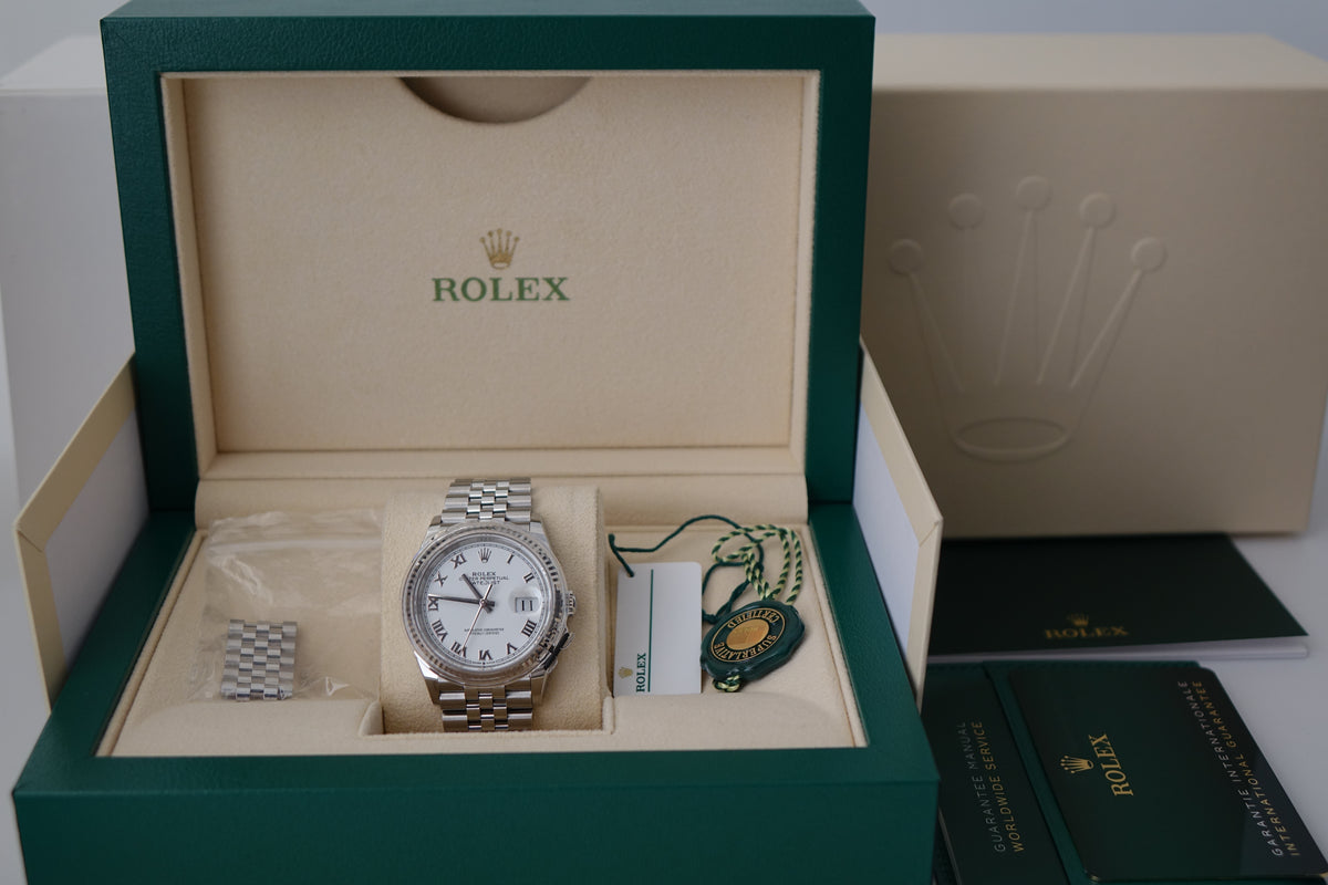 Rolex Datejust 36 white roman dial 126234 full set