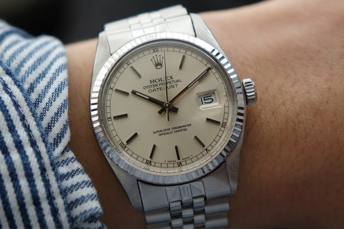 Rolex Datejust 36 16014 silver baton