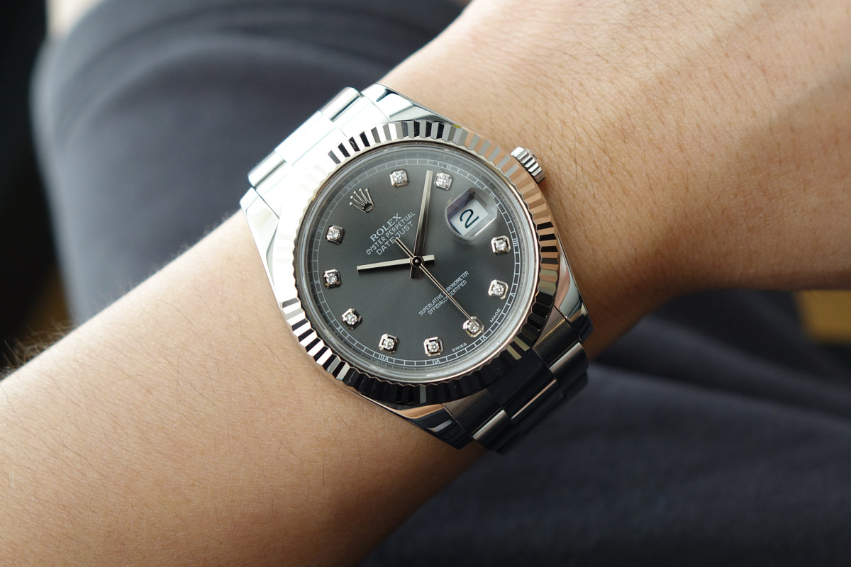 Rolex Datejust 41 116334 slate grey 10 pts diamond