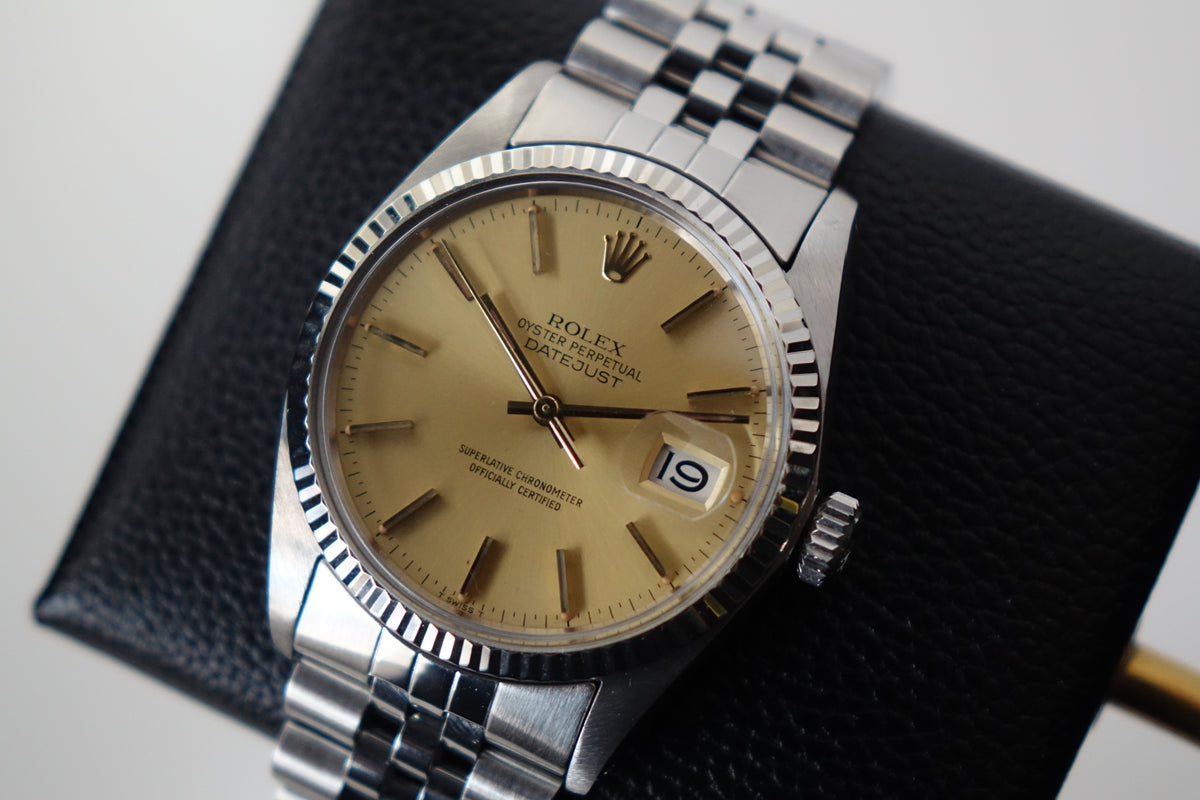 Rolex Datejust 36 White gold bezel 16014 champagne dial